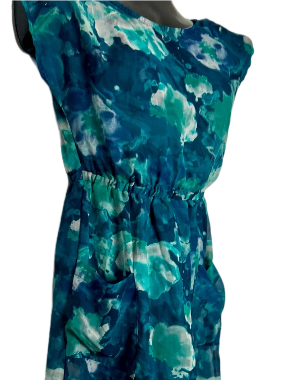 Xhilaration Teal & Navy Floral Print Dress